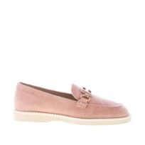 HOGAN donna mocassino H642 destrutturato in camoscio ROSA ANTICO con accessorio H smaltato