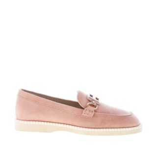 HOGAN donna mocassino H642 destrutturato in camoscio ROSA ANTICO con accessorio H smaltato