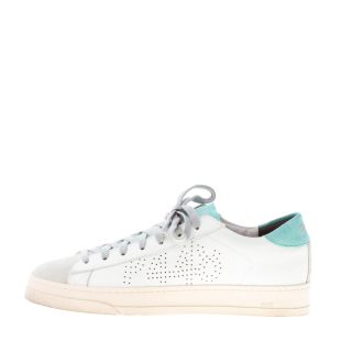 P448 uomo sneaker Jack in pelle BIANCO e camoscio grigio e acquamarina