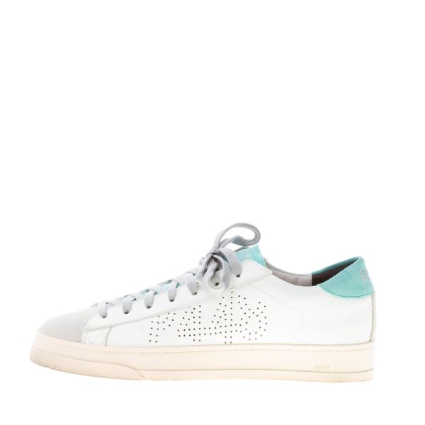 P448 uomo sneaker Jack in pelle BIANCO e camoscio grigio e acquamarina