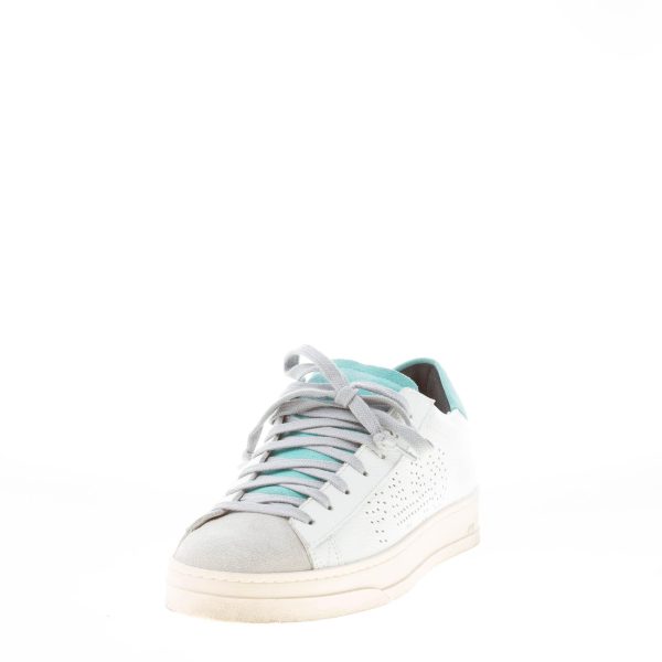 P448 uomo sneaker Jack in pelle BIANCO e camoscio grigio e acquamarina - immagine 2