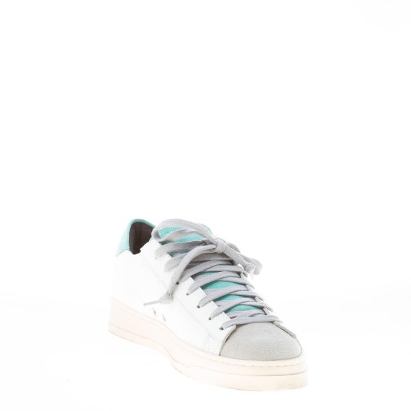 P448 uomo sneaker Jack in pelle BIANCO e camoscio grigio e acquamarina - immagine 6