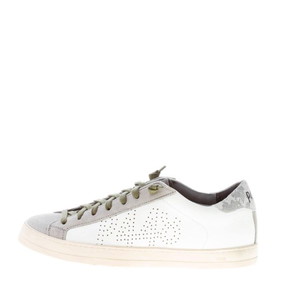 P448 uomo sneaker John in pelle BIANCO e camoscio GRIGIO