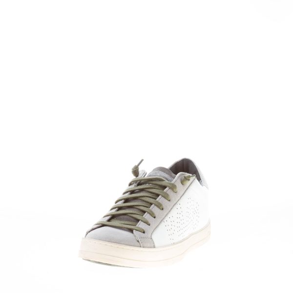 P448 uomo sneaker John in pelle BIANCO e camoscio GRIGIO - immagine 2