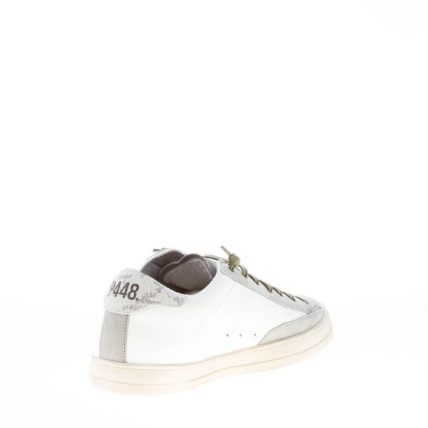 P448 uomo sneaker John in pelle BIANCO e camoscio GRIGIO - immagine 4