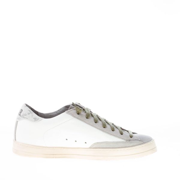 P448 uomo sneaker John in pelle BIANCO e camoscio GRIGIO - immagine 5