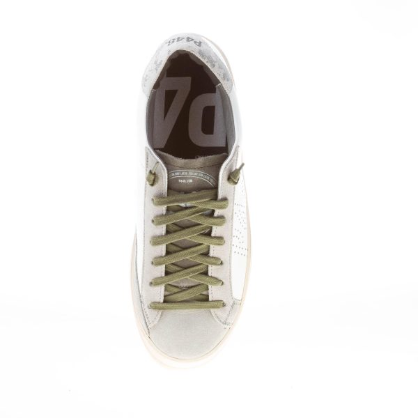 P448 uomo sneaker John in pelle BIANCO e camoscio GRIGIO - immagine 7