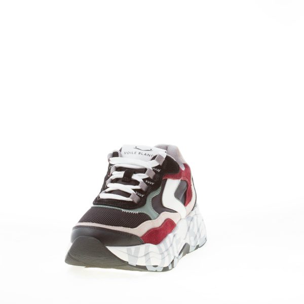 VOILE BLANCHE donna sneaker Club107 in pelle e tessuto tecnico NERO più multicolore - immagine 2