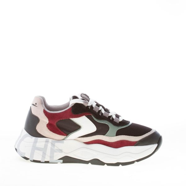 VOILE BLANCHE donna sneaker Club107 in pelle e tessuto tecnico NERO più multicolore - immagine 5