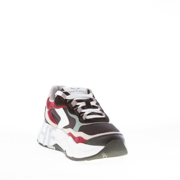 VOILE BLANCHE donna sneaker Club107 in pelle e tessuto tecnico NERO più multicolore - immagine 6