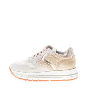 VOILE BLANCHE donna sneaker MARAN in camoscio e eco-pelliccia GHIACCIO e ECRU