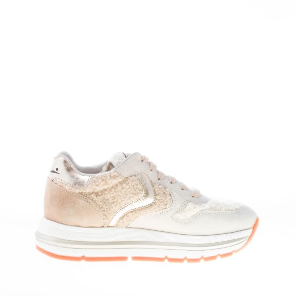 VOILE BLANCHE donna sneaker MARAN in camoscio e eco-pelliccia GHIACCIO e ECRU - immagine 5