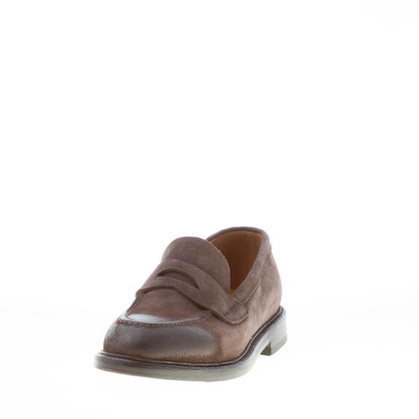 GREEN GEORGE uomo mocassino in crosta TORTORA con mascherina penny. Suola cuoio - immagine 2
