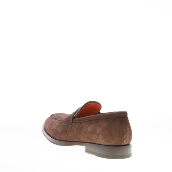 SANTONI uomo mocassino in crosta TESTA DI MORO con mascherina. Suola cuoio - immagine 3