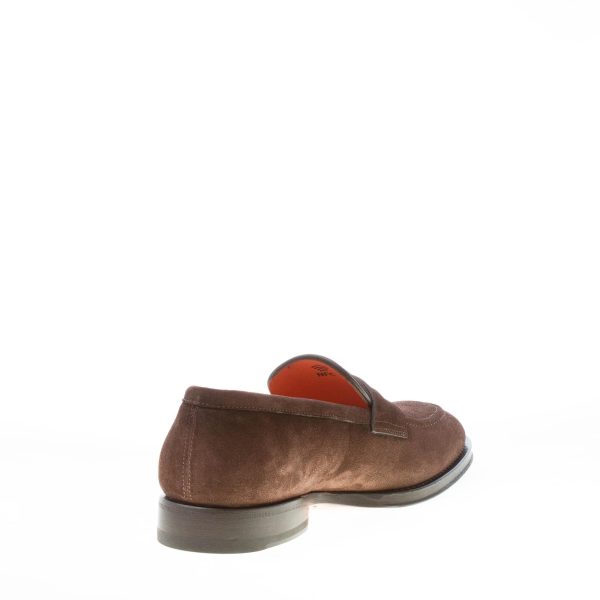 SANTONI uomo mocassino in crosta TESTA DI MORO con mascherina. Suola cuoio - immagine 4