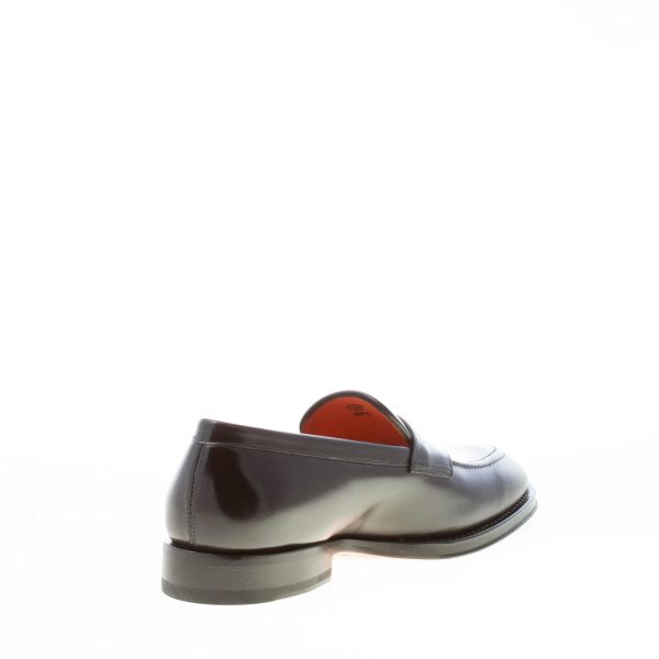 SANTONI uomo mocassino in pelle spazzolata NERO con mascherina penny. Suola cuoio - immagine 4