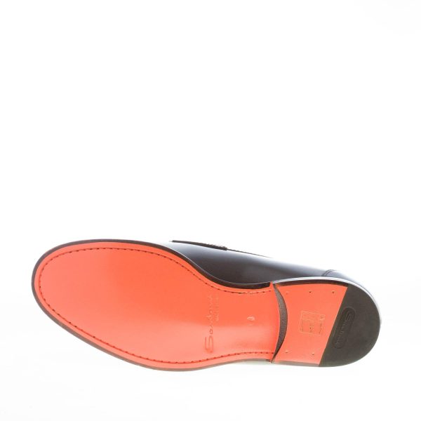 SANTONI uomo mocassino Laife in pelle lucida NERO. Suola cuoio - immagine 8