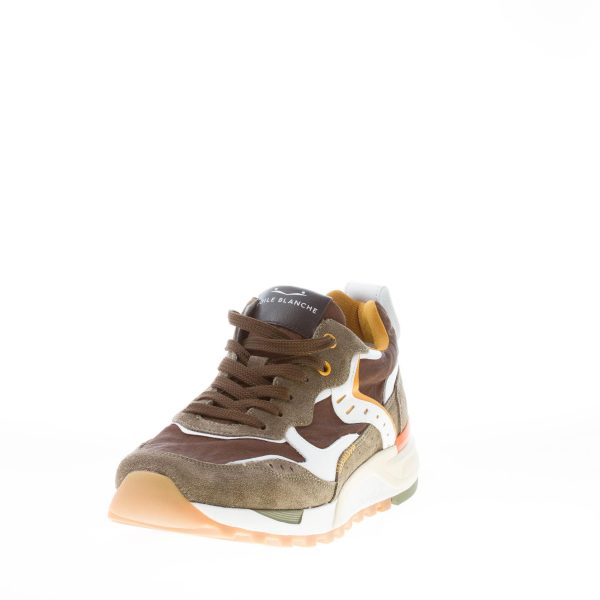 VOILE BLANCHE uomo sneaker Bholt in camoscio e tessuto vintage VERDE ARMY e BIANCO - immagine 2