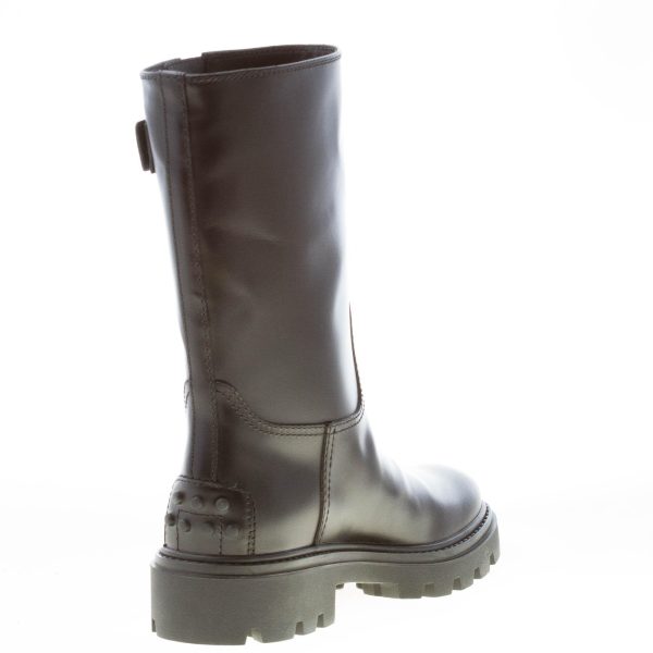 TOD'S donna stivaletto biker in pelle semi-lucida NERO con fibbia oro. Tacco 3 cm - immagine 4