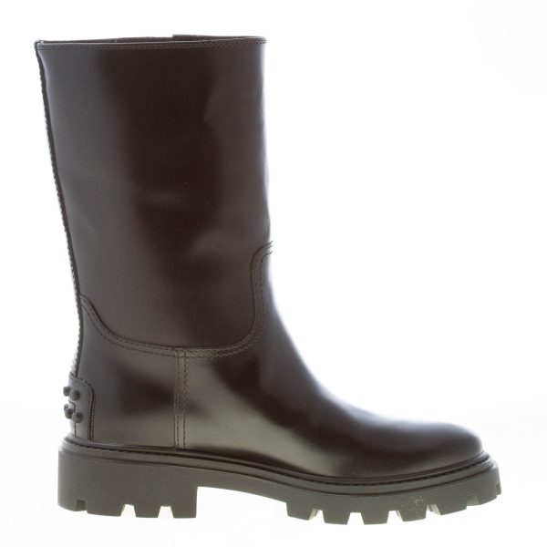 TOD'S donna stivaletto biker in pelle semi-lucida NERO con fibbia oro. Tacco 3 cm - immagine 5