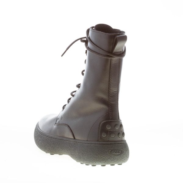 TOD'S donna stivaletto stringato W.G. in pelle NERO con lacci e zip - immagine 3
