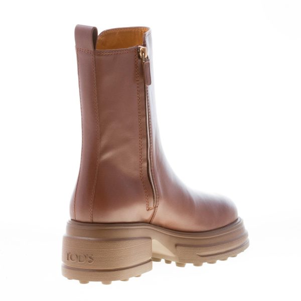 TOD'S donna tronchetto Platform in pelle MARRONE MOGANO con zip. Tacco 6 cm - immagine 4