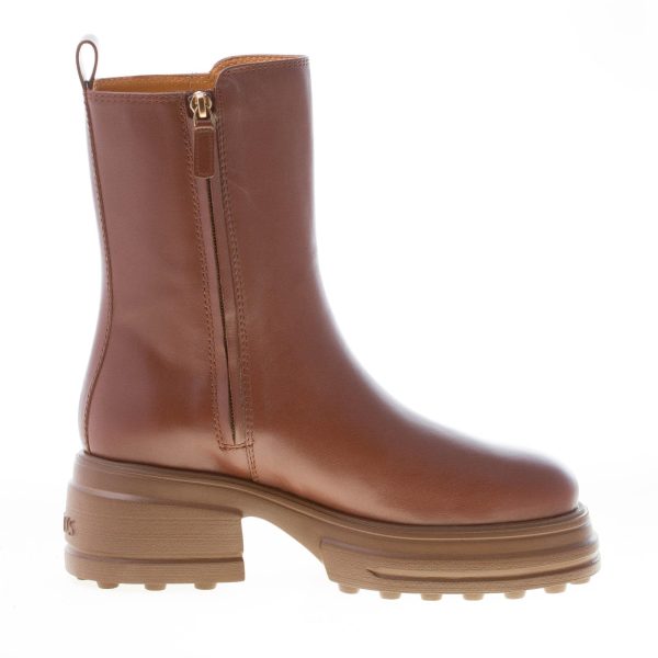 TOD'S donna tronchetto Platform in pelle MARRONE MOGANO con zip. Tacco 6 cm - immagine 5