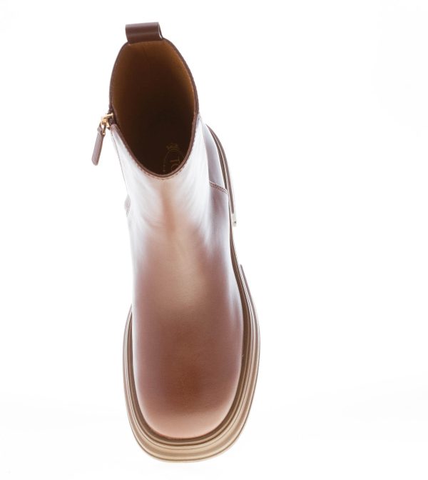 TOD'S donna tronchetto Platform in pelle MARRONE MOGANO con zip. Tacco 6 cm - immagine 7