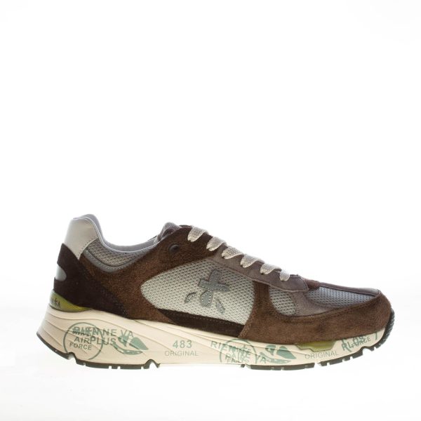PREMIATA uomo sneaker Mase 6422 in camoscio MARRONE e tessuto tecnico GRIGIO - immagine 5