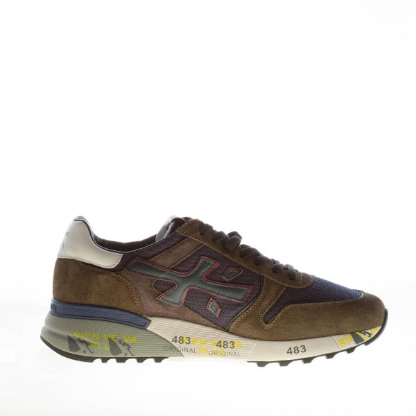 PREMIATA uomo sneaker Mick 5893 in camoscio VERDE e tessuto tecnico BLU - immagine 5