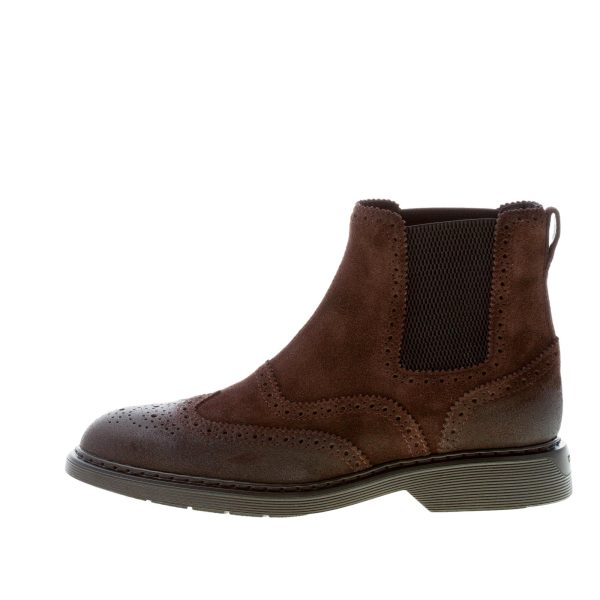 HOGAN uomo H576 stivaletto Chelsea Boot in camoscio EBANO. Suola gomma
