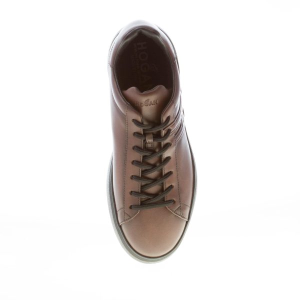 HOGAN uomo H580 sneaker in pelle MARRONE MOGANO - immagine 7