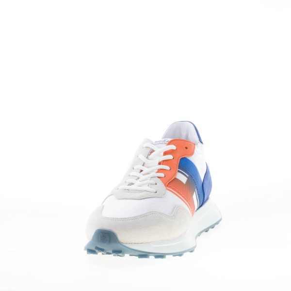 HOGAN uomo H601 sneaker in camoscio e tessuto BIANCO più blu e arancione - immagine 2