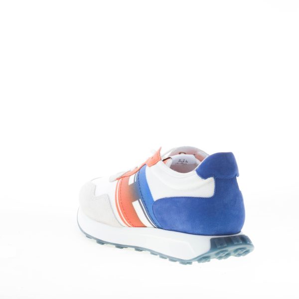 HOGAN uomo H601 sneaker in camoscio e tessuto BIANCO più blu e arancione - immagine 3