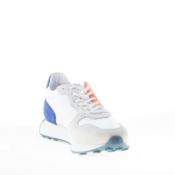 HOGAN uomo H601 sneaker in camoscio e tessuto BIANCO più blu e arancione - immagine 6