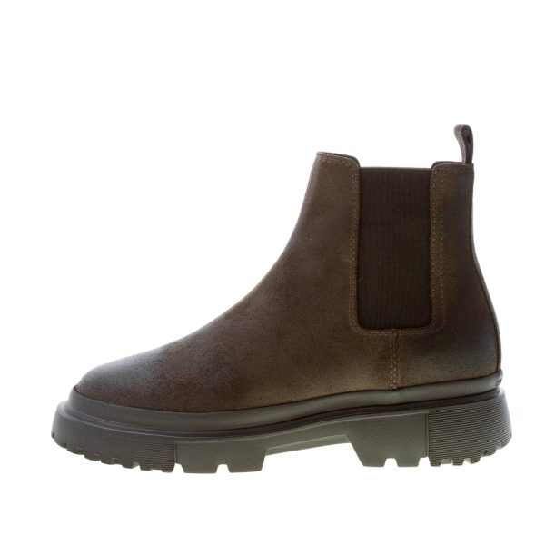HOGAN uomo H629 stivaletto Chelsea Boot in crosta ingrassata GRIGIO. Suola gomma
