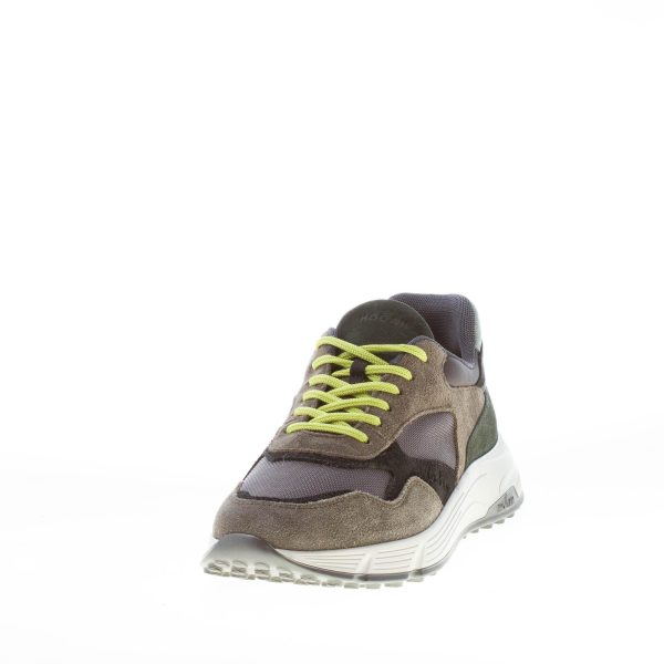 HOGAN uomo Hyperlight sneaker in camoscio e tessuto VERDE più grigio e nero - immagine 2