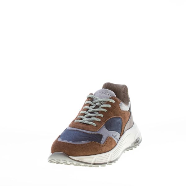HOGAN uomo Hyperlight sneaker in camoscio MARRONE e tessuto BLU più grigio - immagine 2