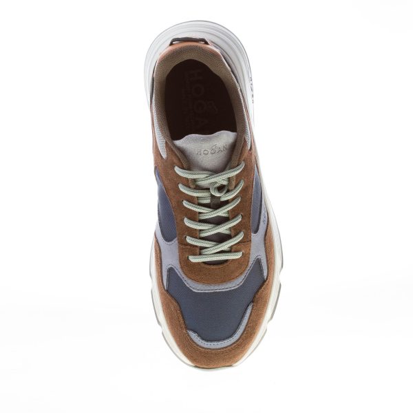 HOGAN uomo Hyperlight sneaker in camoscio MARRONE e tessuto BLU più grigio - immagine 7
