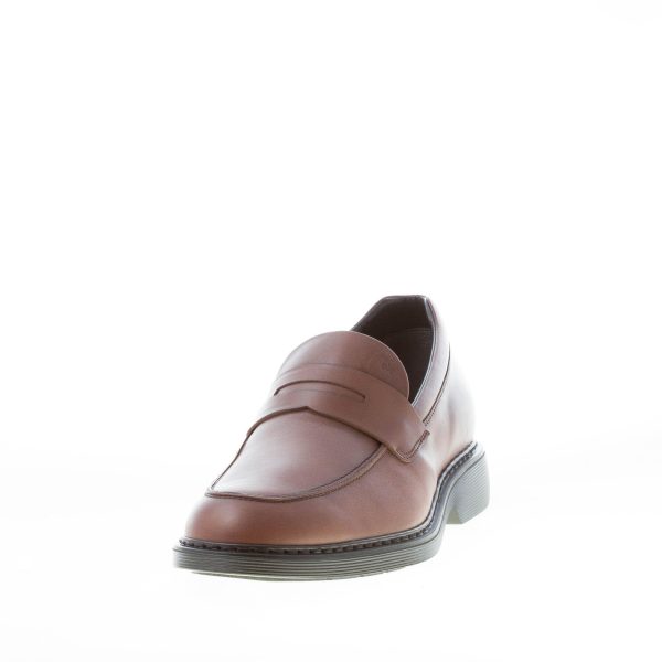 HOGAN uomo mocassino penny in pelle MARRONE. Suola in gomma - immagine 2