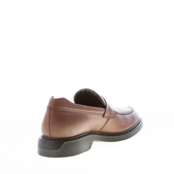 HOGAN uomo mocassino penny in pelle MARRONE. Suola in gomma - immagine 4