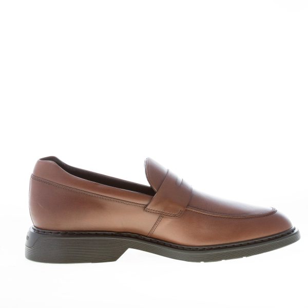 HOGAN uomo mocassino penny in pelle MARRONE. Suola in gomma - immagine 5