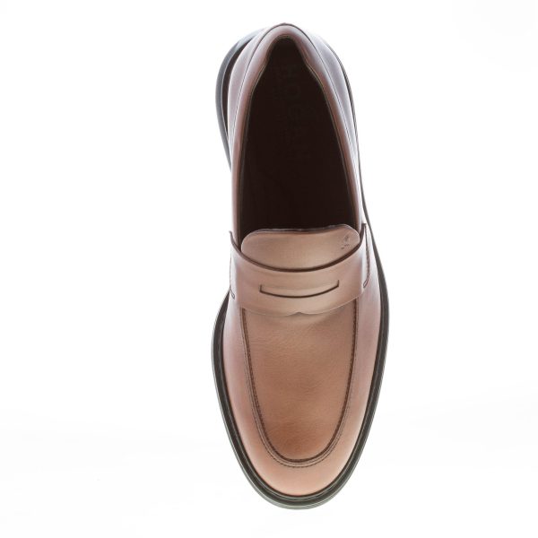 HOGAN uomo mocassino penny in pelle MARRONE. Suola in gomma - immagine 7