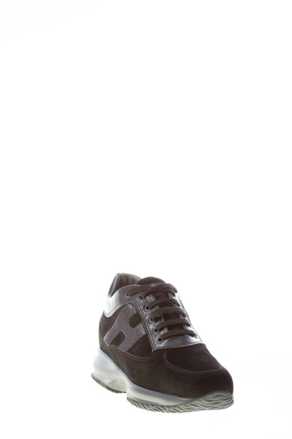 HOGAN donna Interactive sneaker in camoscio NERO con H di micro-paillettes - immagine 3