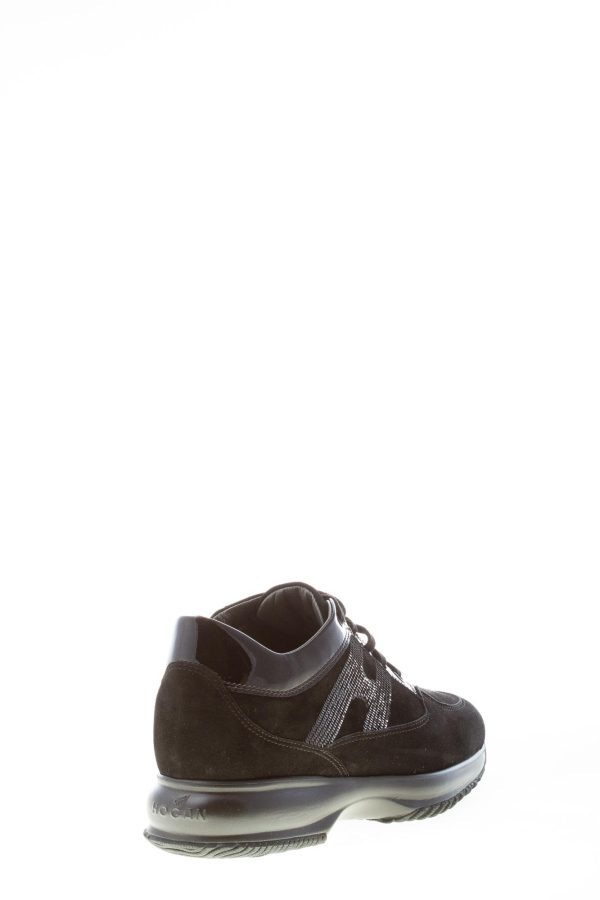 HOGAN donna Interactive sneaker in camoscio NERO con H di micro-paillettes - immagine 4