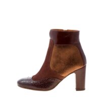 CHIE MIHARA donna stivaletto Wilopa in pelle e tessuto BORDEAUX e BRONZO. Tacco 7,5 cm