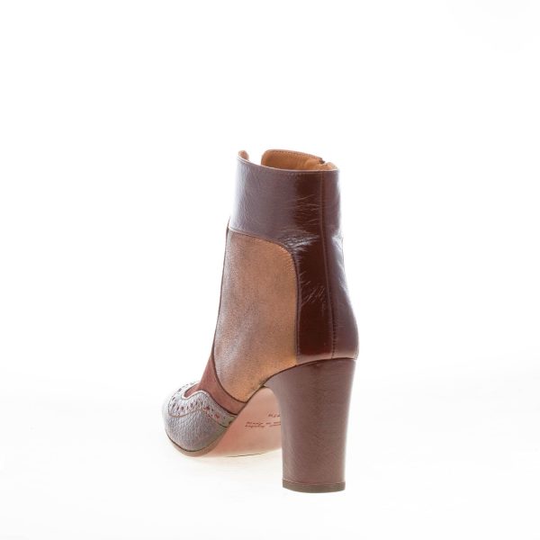 CHIE MIHARA donna stivaletto Wilopa in pelle e tessuto BORDEAUX e BRONZO. Tacco 7,5 cm - immagine 3
