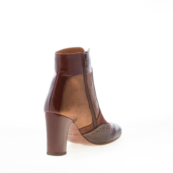 CHIE MIHARA donna stivaletto Wilopa in pelle e tessuto BORDEAUX e BRONZO. Tacco 7,5 cm - immagine 4