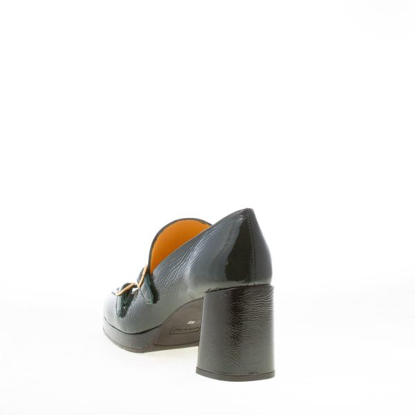 MARA BINI donna mocassino Alma in naplak VERDE MUSCHIO con doppia fibbia. Tacco 7 cm - immagine 3