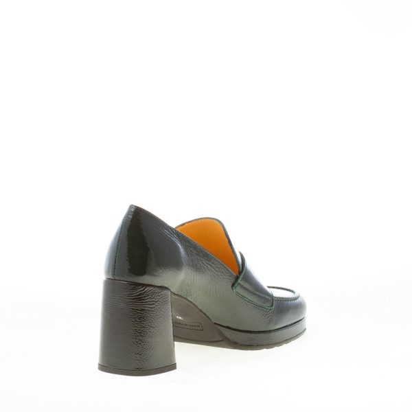 MARA BINI donna mocassino Alma in naplak VERDE MUSCHIO con doppia fibbia. Tacco 7 cm - immagine 4